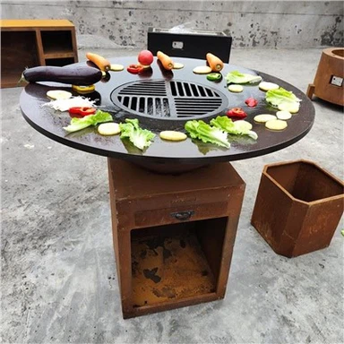Table de foyer / barbecue en acier corten
