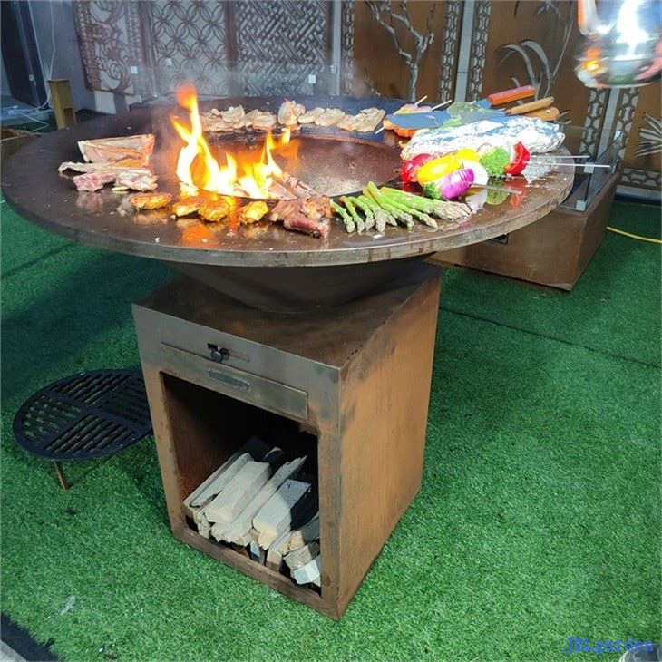 Corten Steel Fire Pit Barbecue Grill
