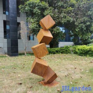 Cube Corten Sculpture extérieure en acier