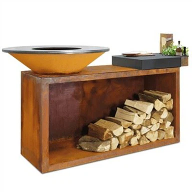 Table de barbecue extérieure en métal Corten