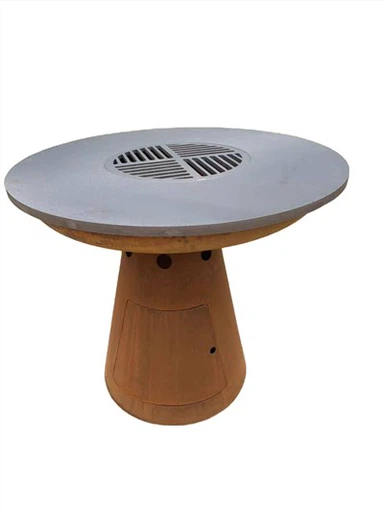 Barbecue avec cheminée en acier Corten