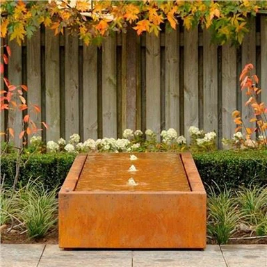 Table à eau lumineuse en acier Corten
