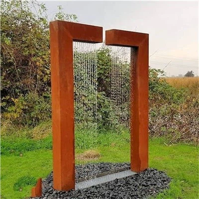 Caractéristique de l'eau en acier corten rouillé pour le jardin