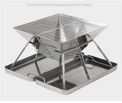 Barbecue portatif pliant en acier inoxydable