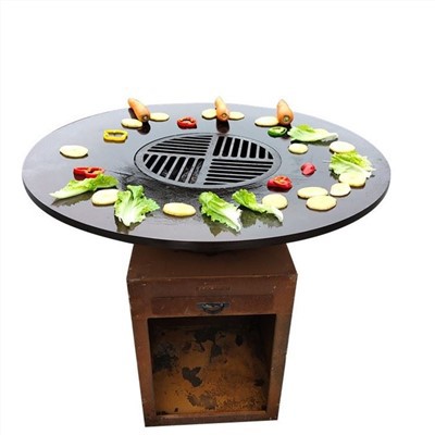 Barbecue Bois Et Charbon Combustible Acier Corten