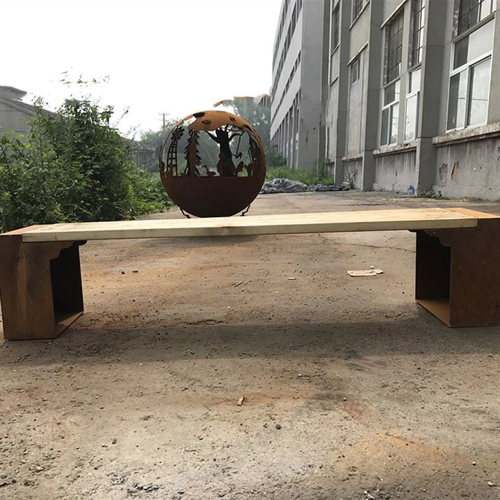 Pieds en acier Corten pour banc