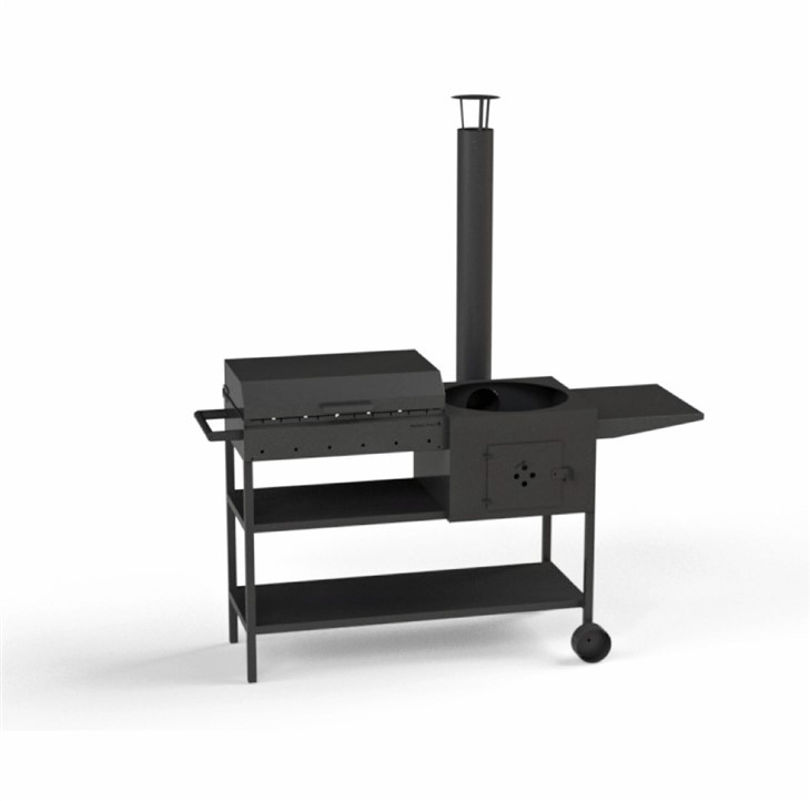 Barbecue extérieur en acier avec poêle