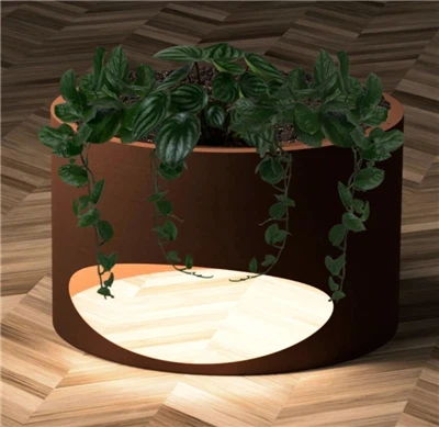 Corten Planter avec LED
