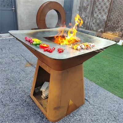Gril au charbon de bois durable en acier Corten