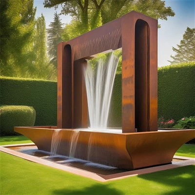 Rideau de pluie en acier Corten et cascade|Décoration extérieure exquise pour jardins de luxe