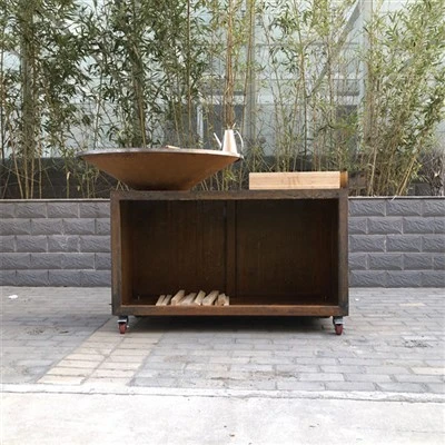 Gril à bois Corten