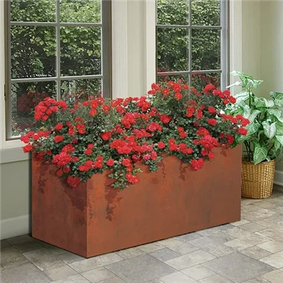 Pot de fleur de jardinière en acier en métal