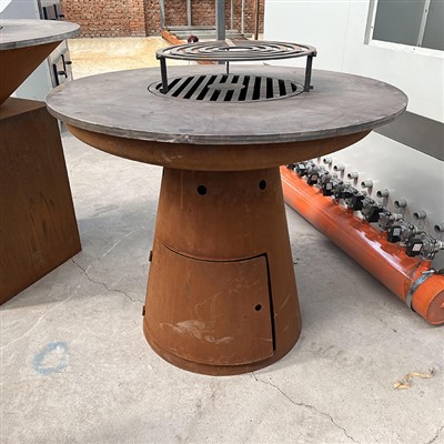Table de barbecue à bois d'extérieur, couleur rouillée, Corten